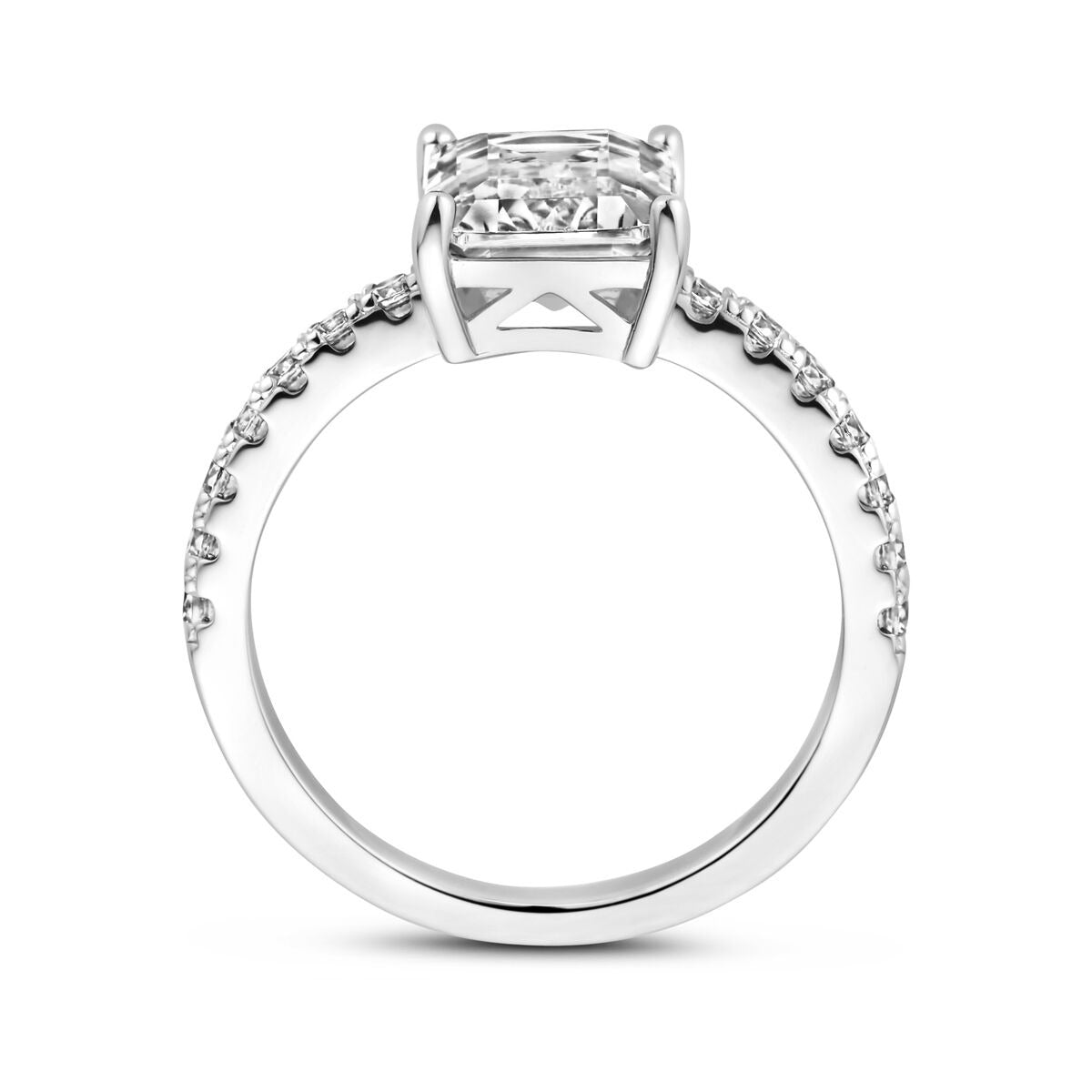 Anillo de plata con zirconia tallada en esmeralda – plata 925 rodiada