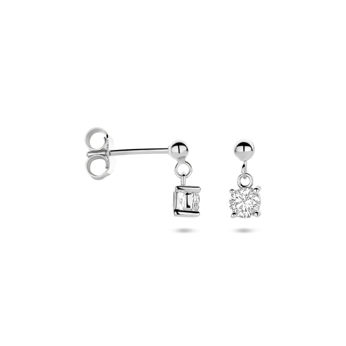 Pendientes de plata rodiada con circonitas – 11 mm