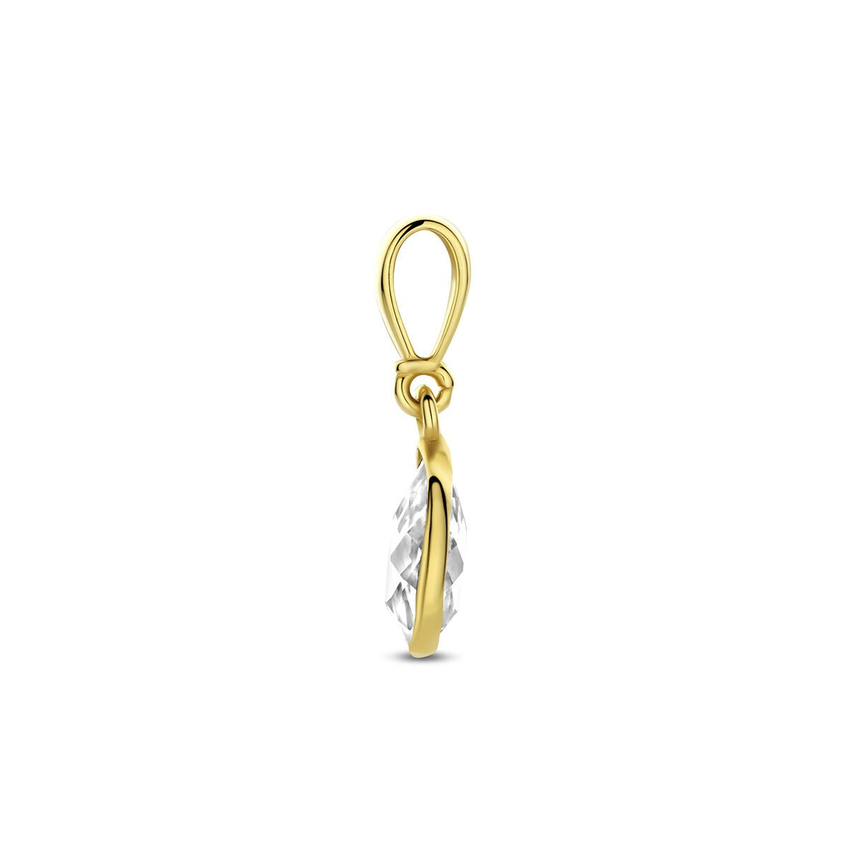 colgante de oro amarillo con zirconia en forma de pera
