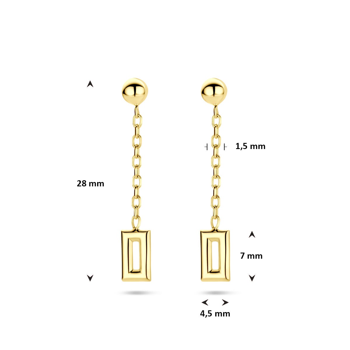 Pendientes de mujer de oro amarillo de 14k – 28 mm