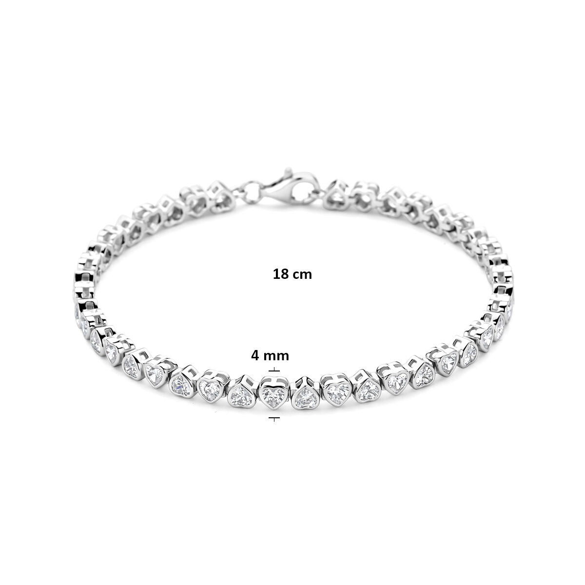 Pulsera de tenis de corazones de plata con circonitas – plata 925 rodiada
