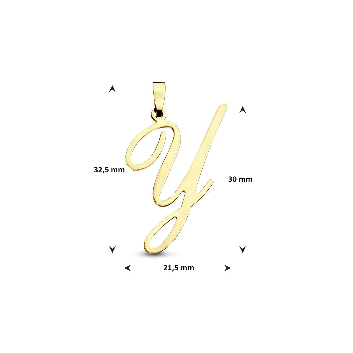 colgante en forma de letra de oro amarillo 14k