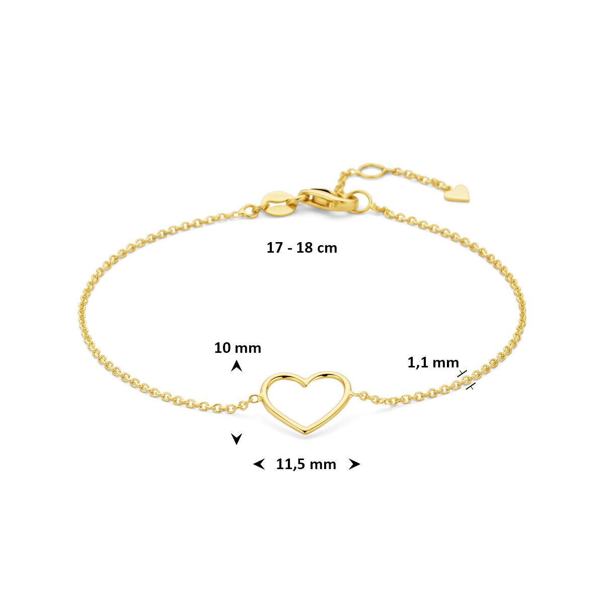 Pulsera de mujer de oro con corazón abierto – 14k