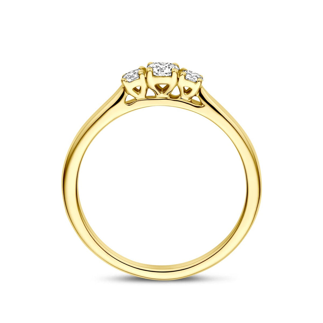 14k Geelgouden ring met 0.26ct lab grown diamant