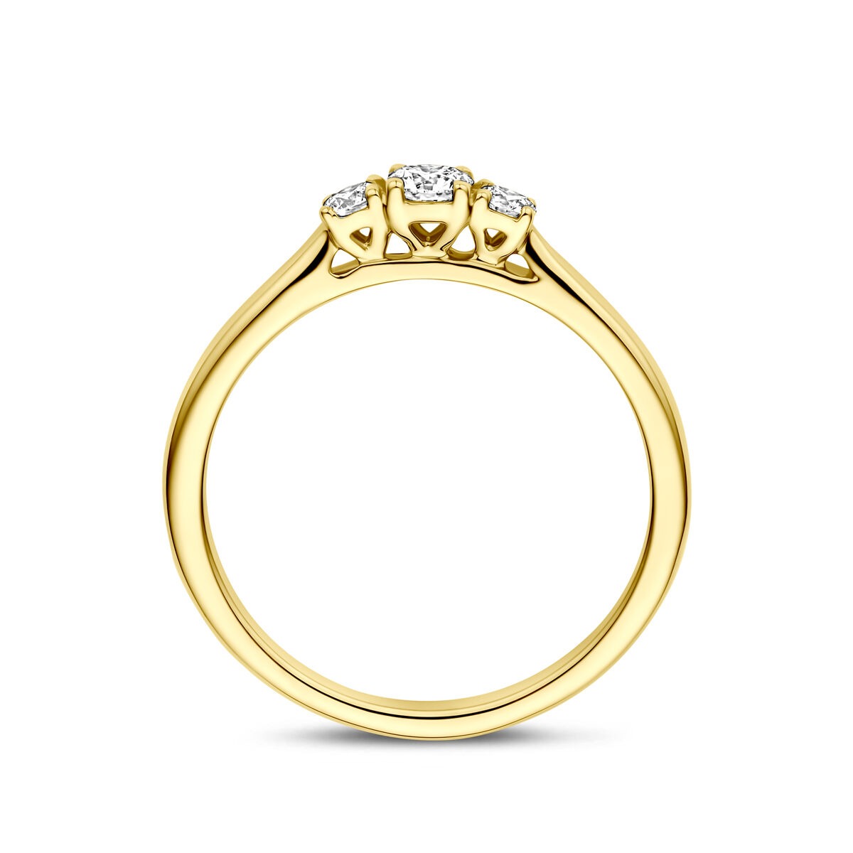 Anillo de oro amarillo de 14k con diamante cultivado en laboratorio de 0.26ct