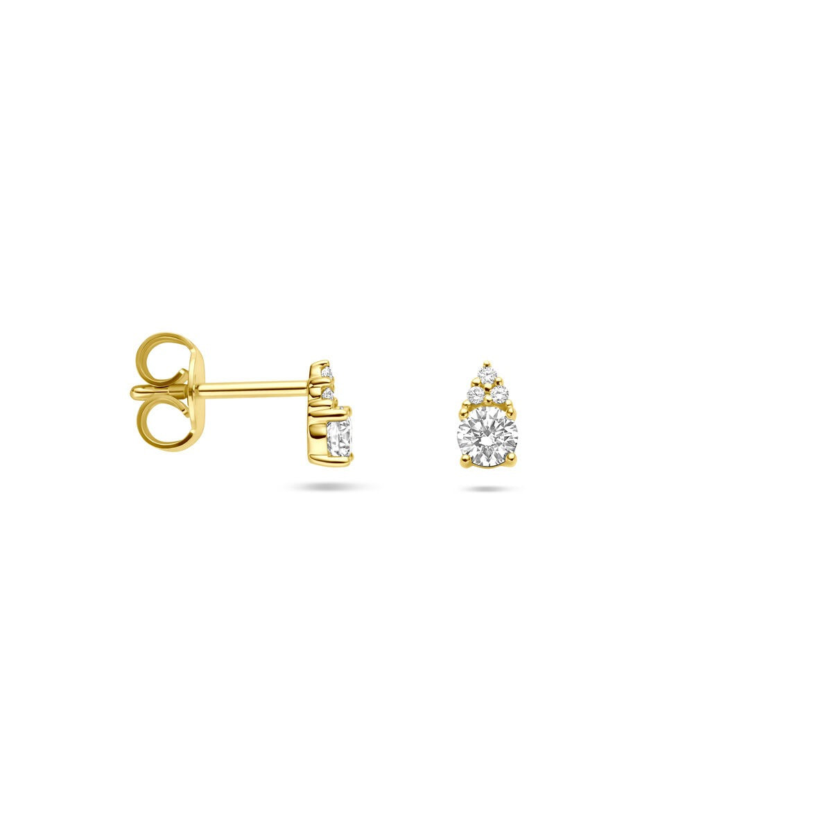 Pendientes de botón de oro con diamante – 14k oro amarillo, 0.28 ct talla brillante