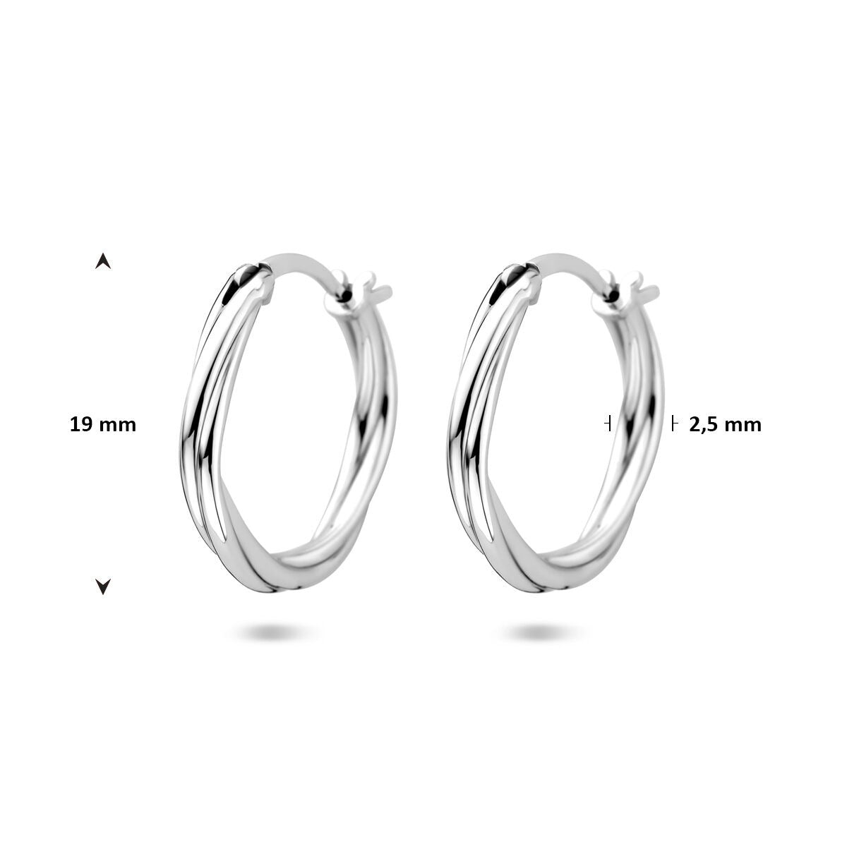 Aros de plata retorcidos – rodiados en plata 925 19 mm