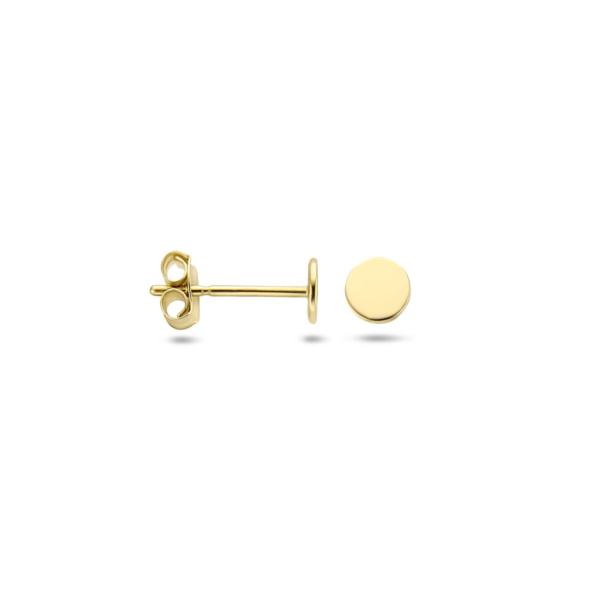 Pendientes de botón de oro – 14k, 4 mm pulido