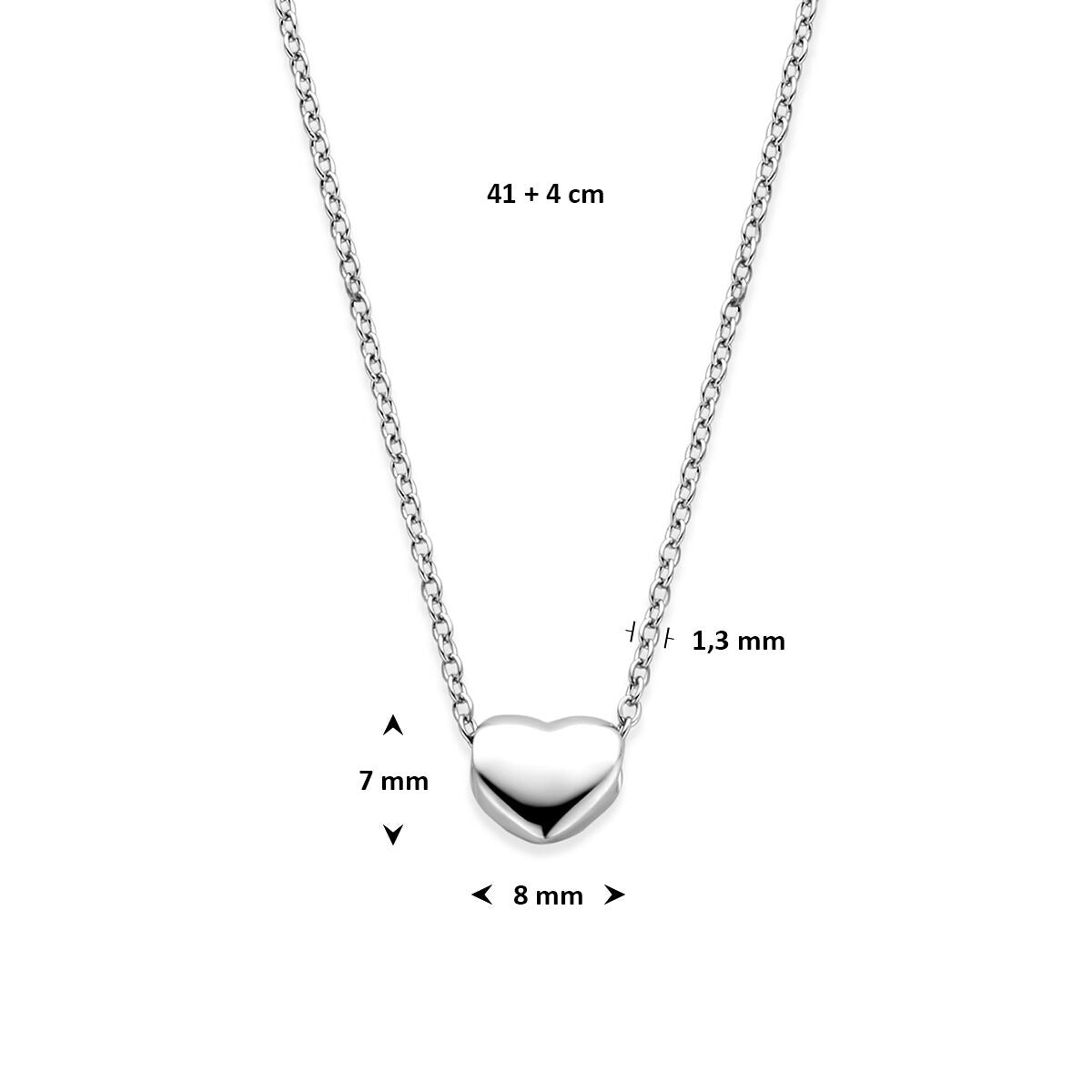 Collar de plata 925 rodiado con corazón