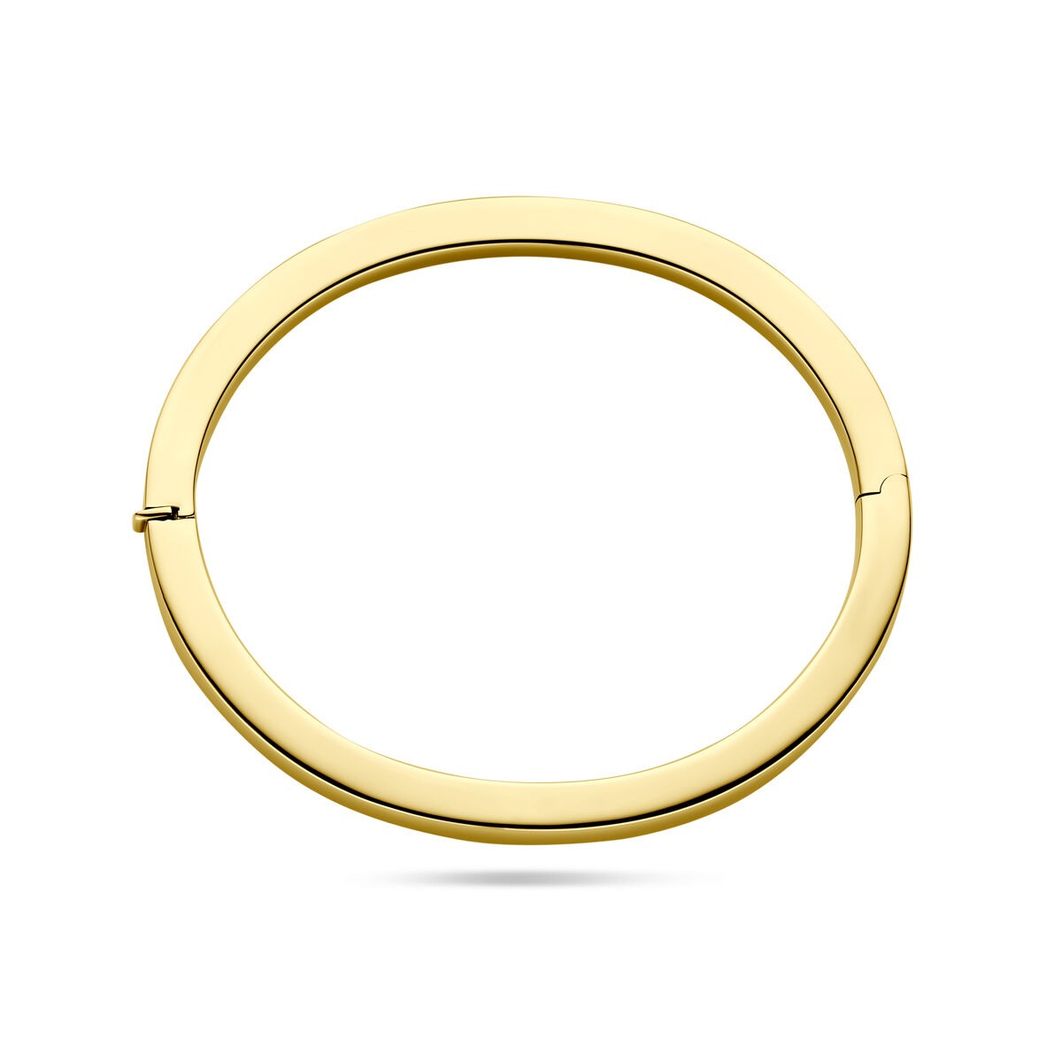 bangle de oro amarillo de 14k – 5 mm de ancho, con cierre de bisagra