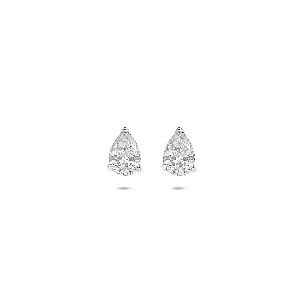 Pendientes de plata con forma de pera y circonitas, de 7.5 x 5.5 mm.