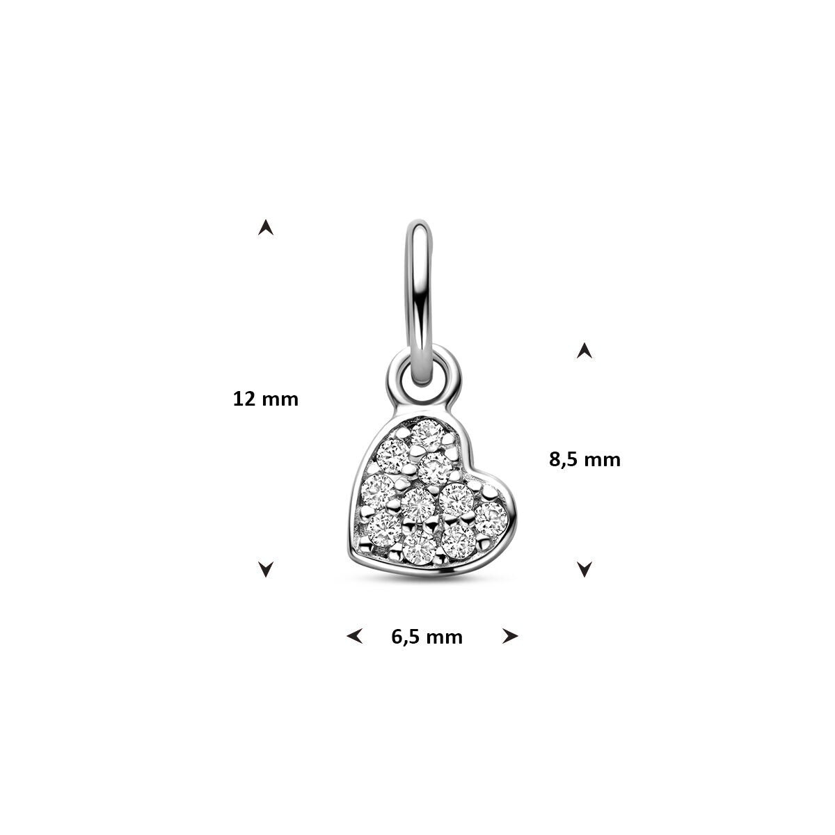Colgante de corazones de plata con circonitas 12 mm