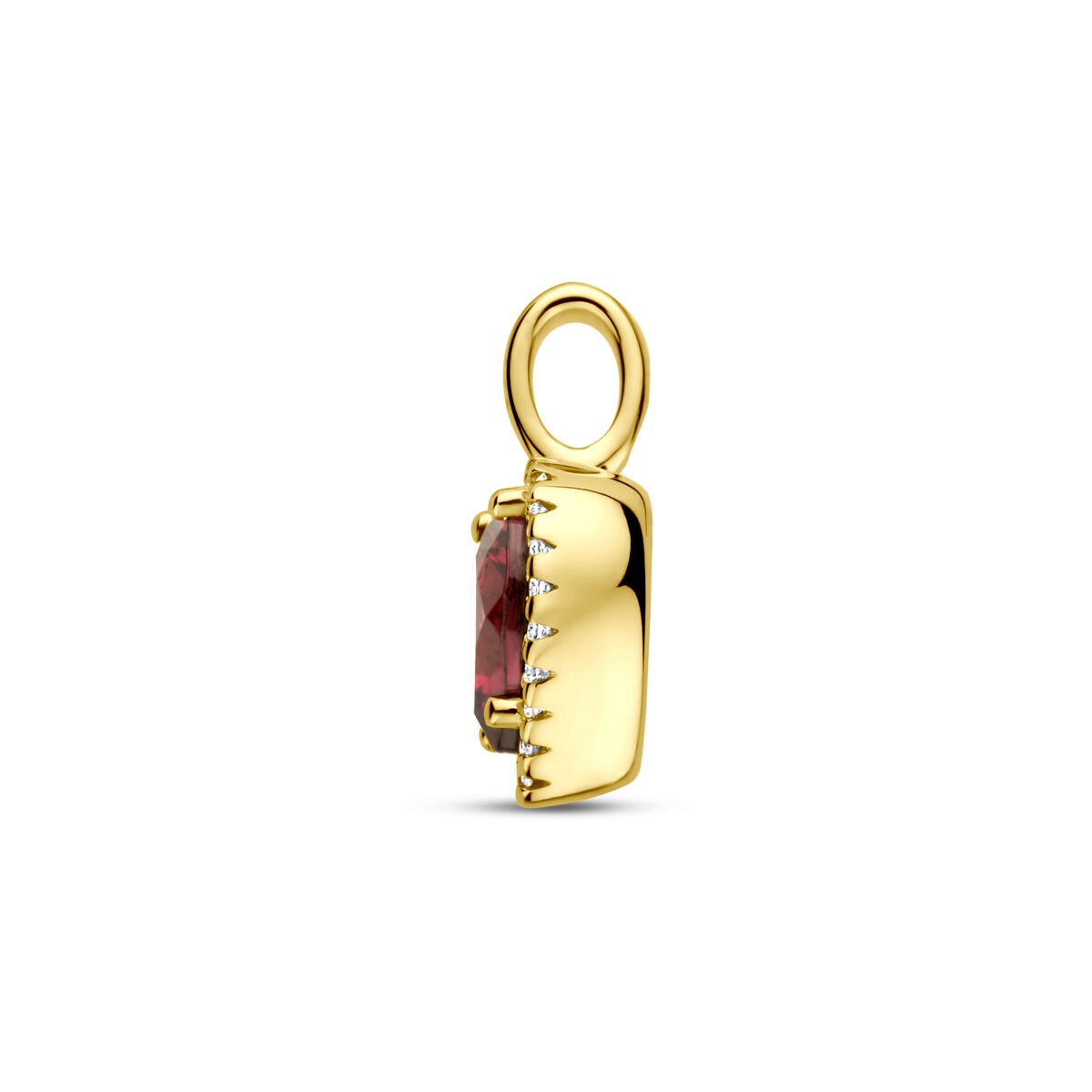 colgante de oro amarillo de 14k con corazón de rodolita y diamante – 0.06ct