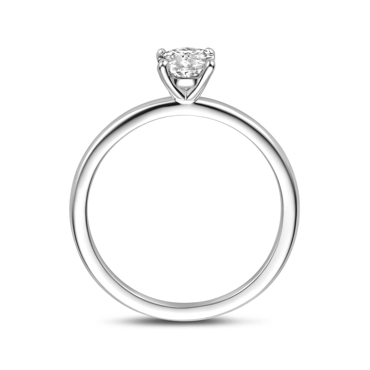 Anillo de plata solitario con zirconia ovalada