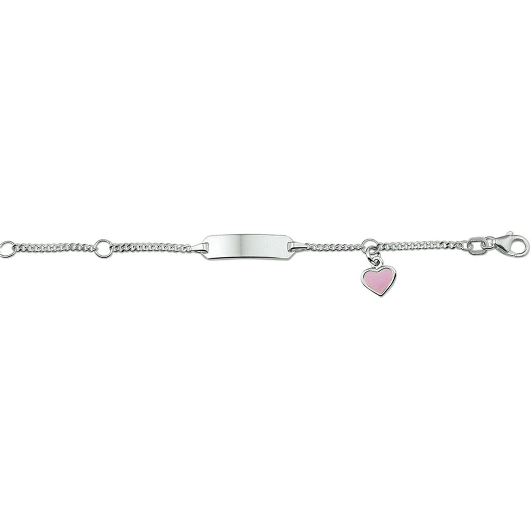 pulsera de grabado corazón placa de esmalte 5,0 mm plata rodiada