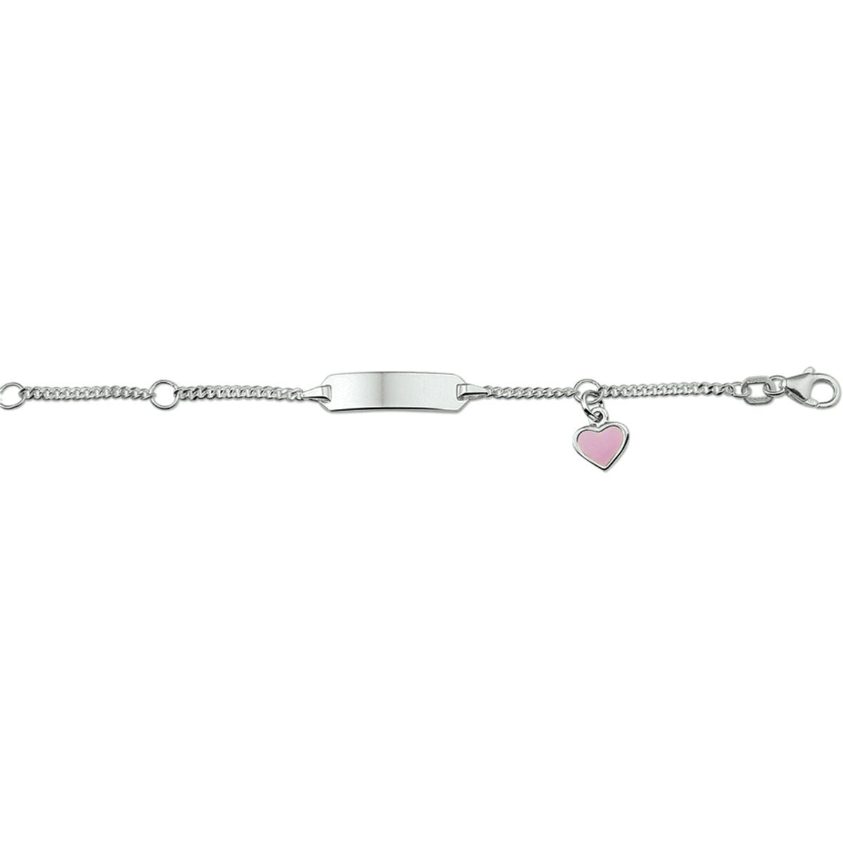 pulsera de grabado corazón placa de esmalte 5,0 mm plata rodiada