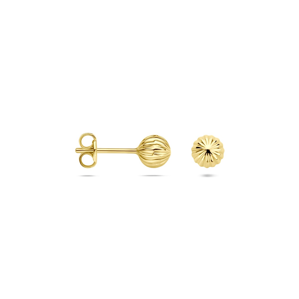 pendientes de botón de oro amarillo esféricos 5mm