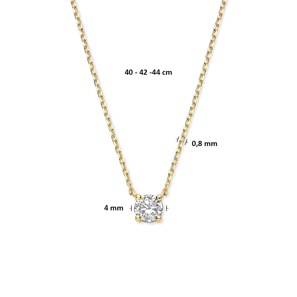 collar 9k zirconia 40 - 42 - 44 cm de color oro amarillo