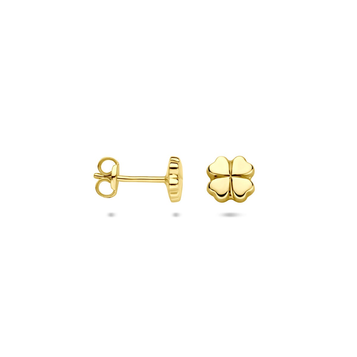 Pendientes de botón de oro amarillo en forma de trébol 5.5mm