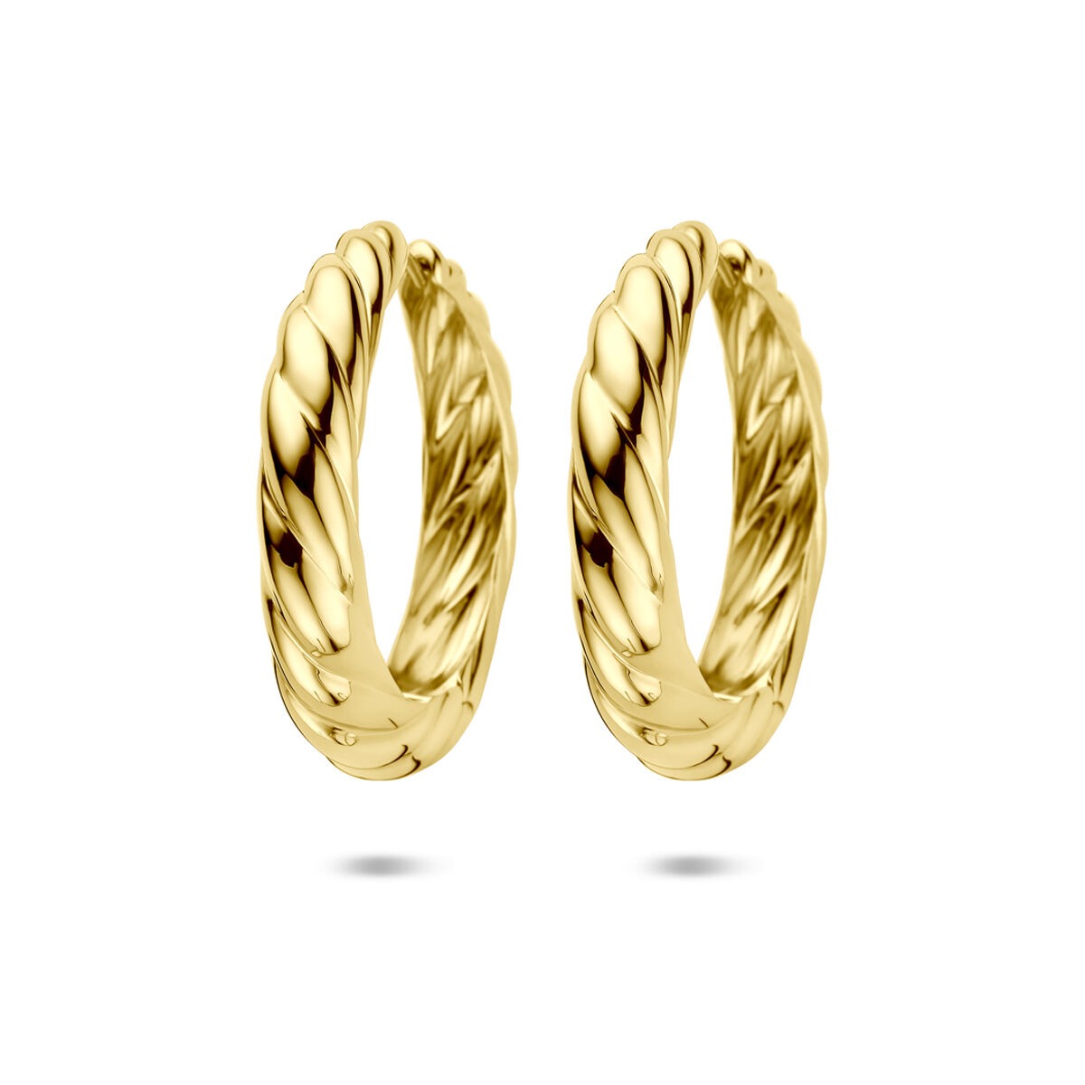 Pendientes de aro dorados con diseño trenzado, de 40 x 7 mm.