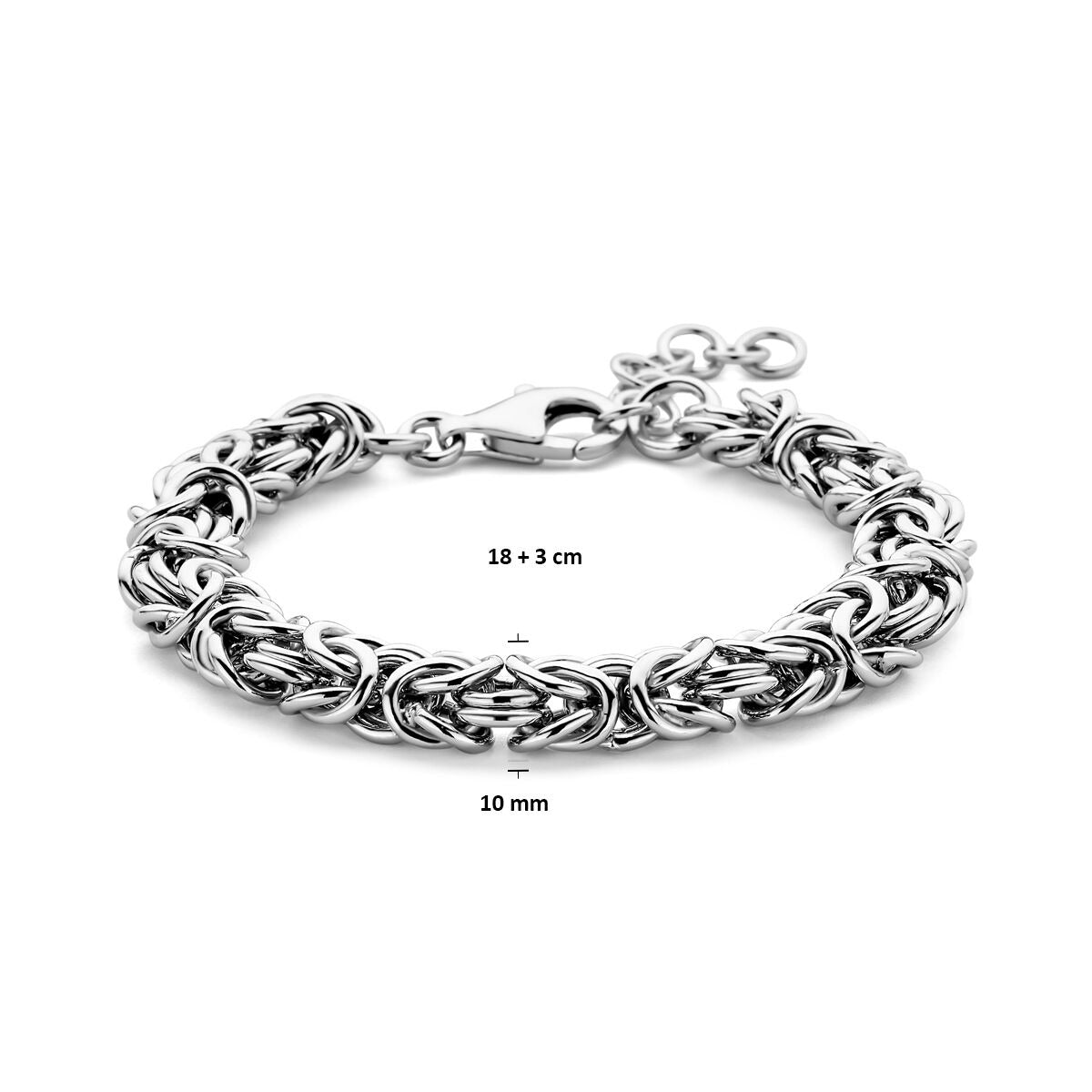 Pulsera de eslabones de rey de plata rodiada – 10mm de ancho