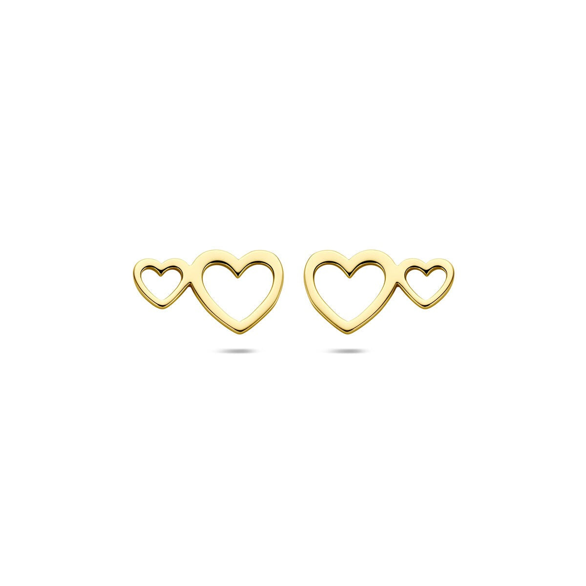 Pendientes de botón chapados en oro con corazones