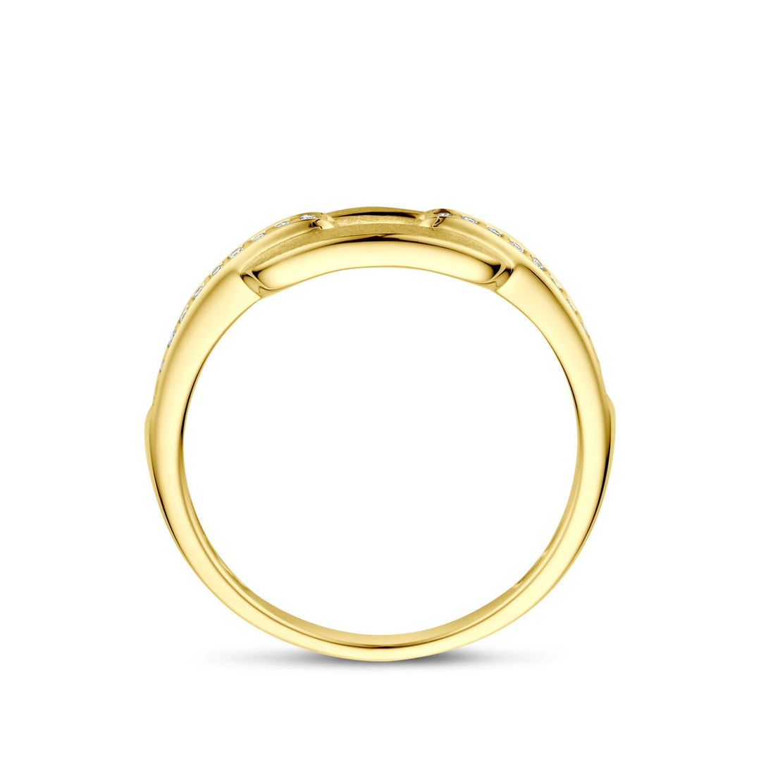 14k Geelgouden dames ring met diamant 0.08ct h si