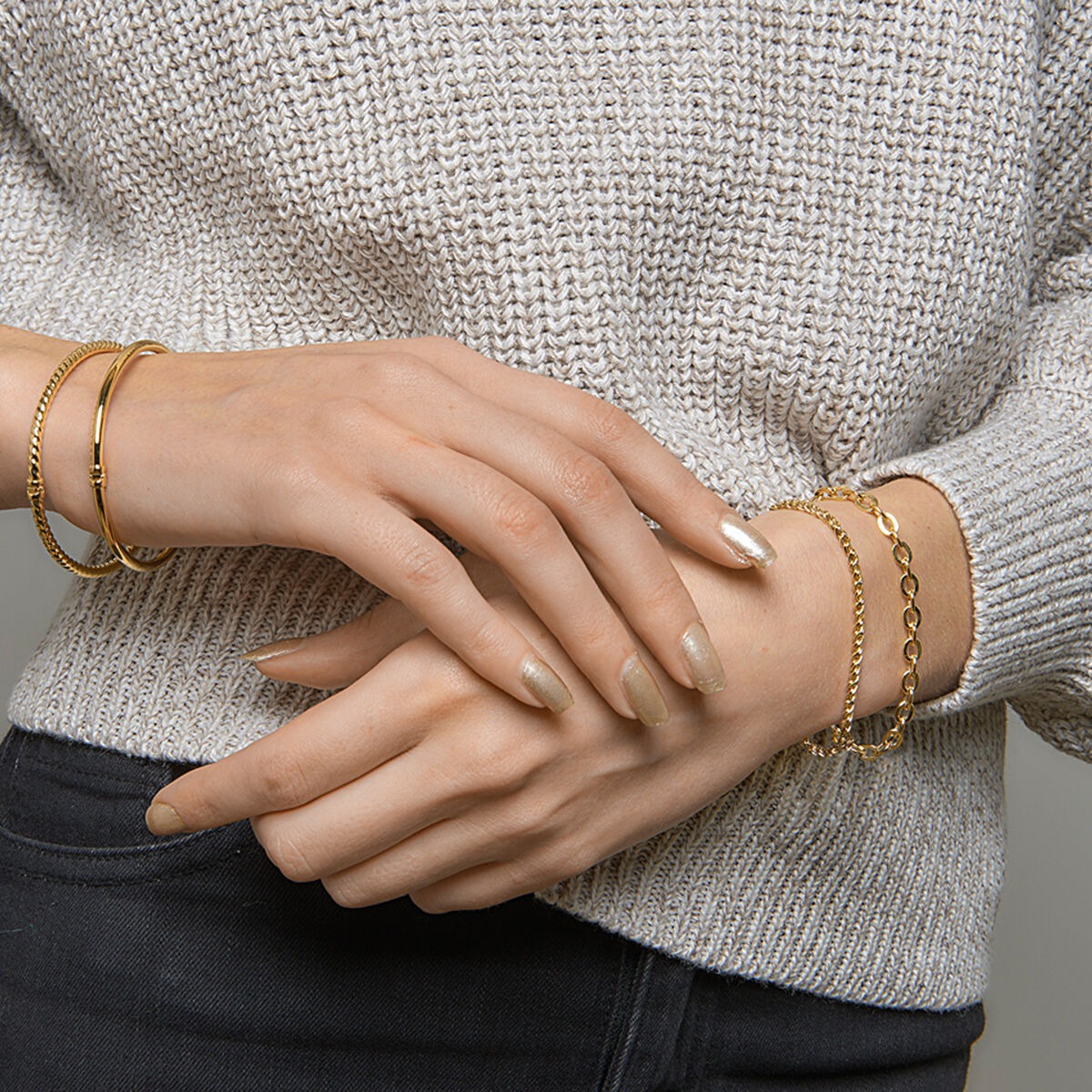 pulsera de ancla de oro amarillo de 14k