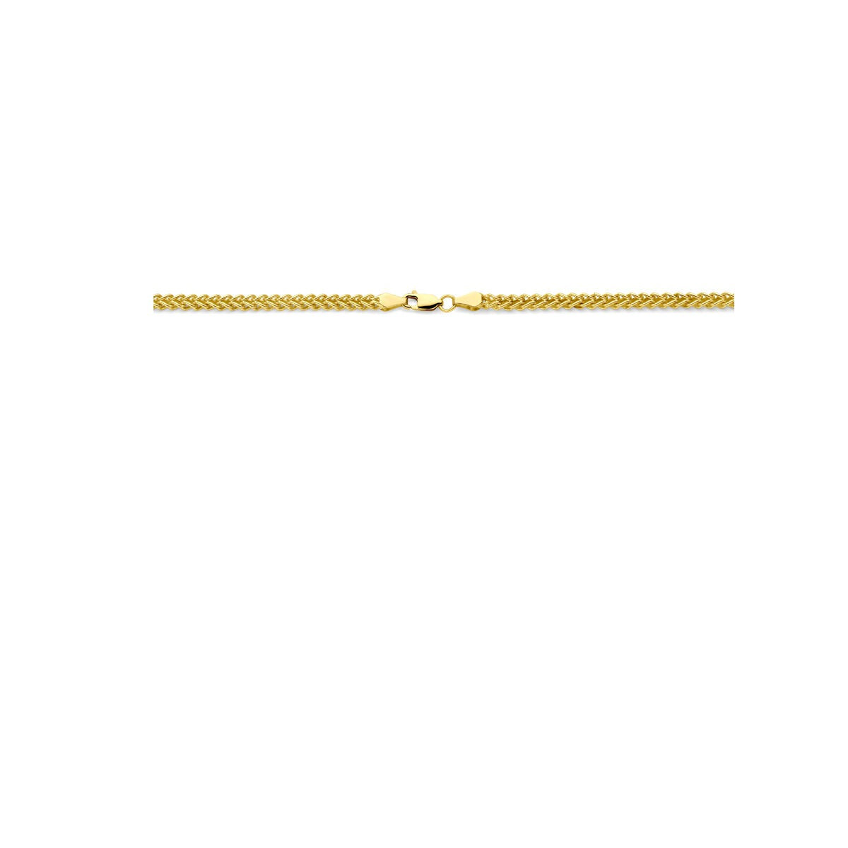 Collar de hombre gourmette de oro amarillo de 14k 60 cm con núcleo de plata