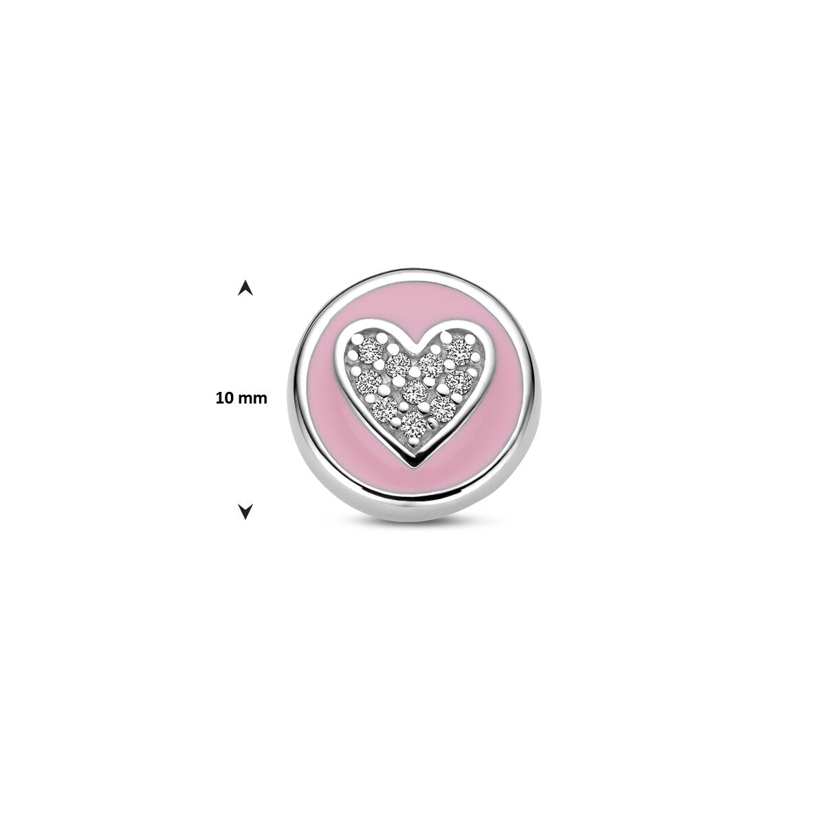 Colgante infantil de plata con esmalte rosa y corazón de circonita