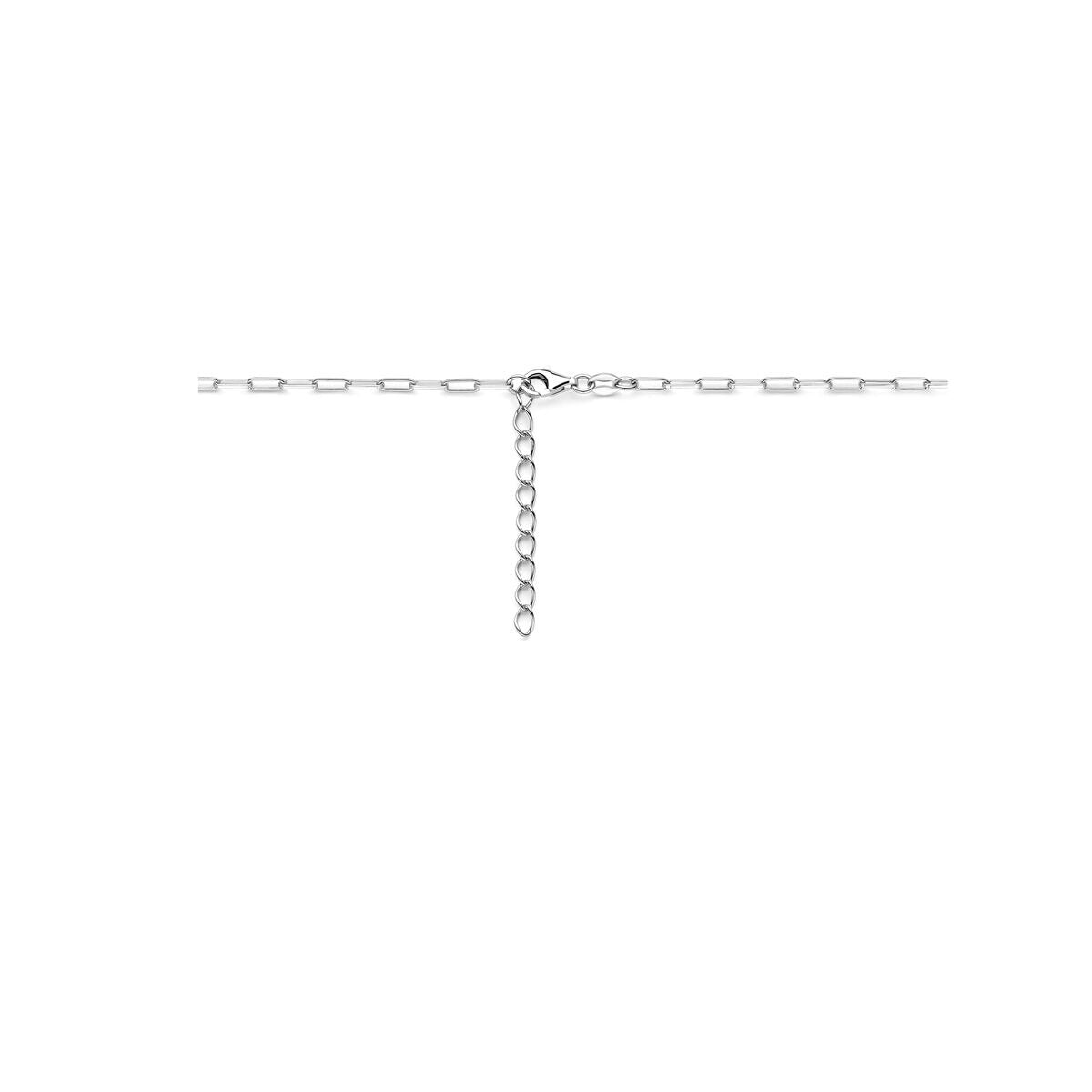 Collar de plata con eslabones de grano de café – collar de mujer rodiado con diseño refinado