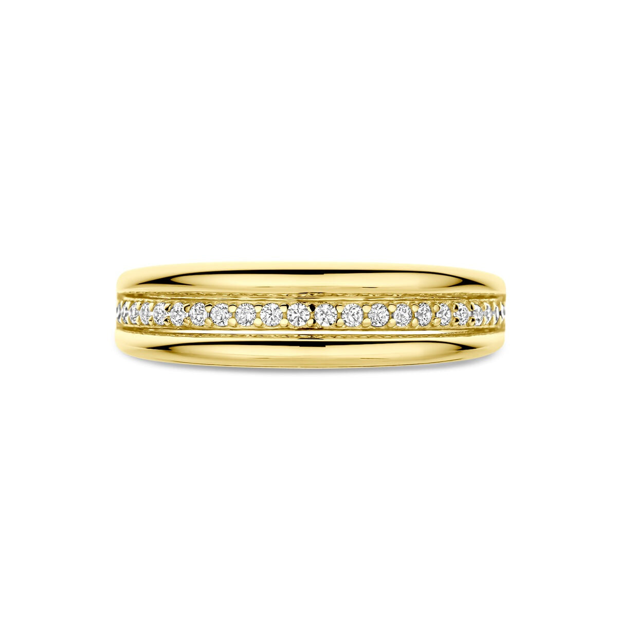 Anillo de mujer en oro amarillo con circonitas – 14k oro amarillo