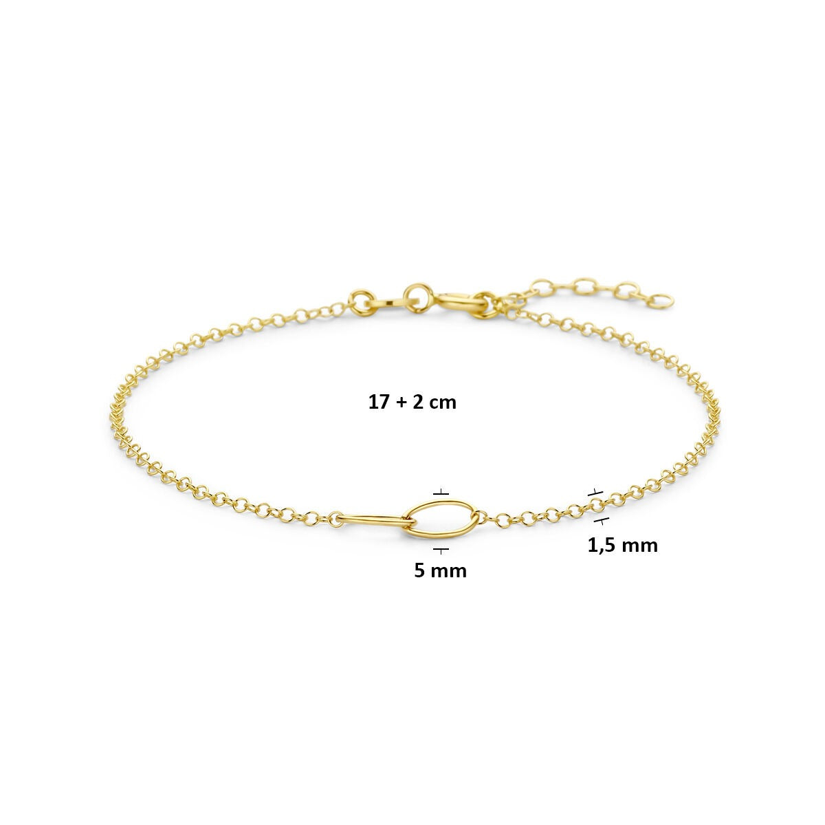 Pulsera de oro amarillo con eslabones ovalados