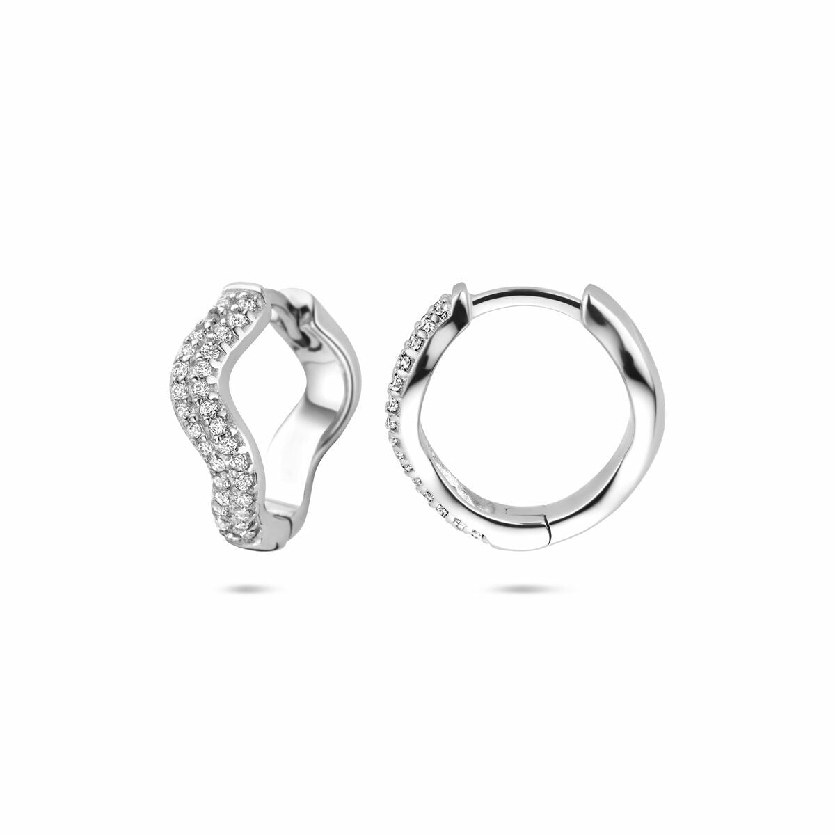 Aros de plata con circonitas – plata 925 rodiada, 15 mm