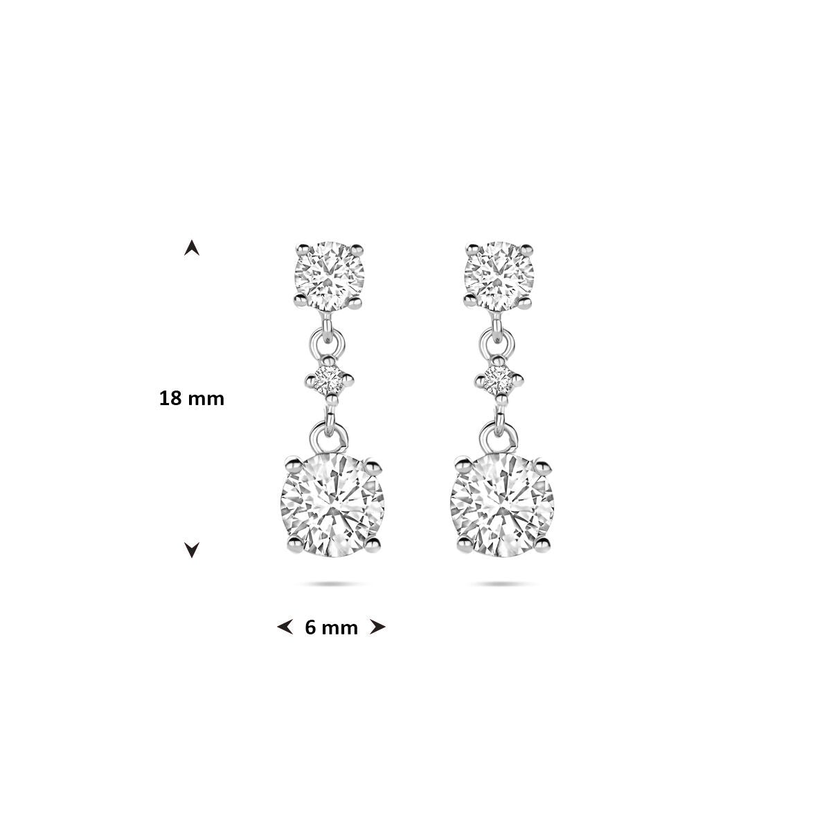 Pendientes de plata con circonitas – Joyería de mujer rodiada 18 mm