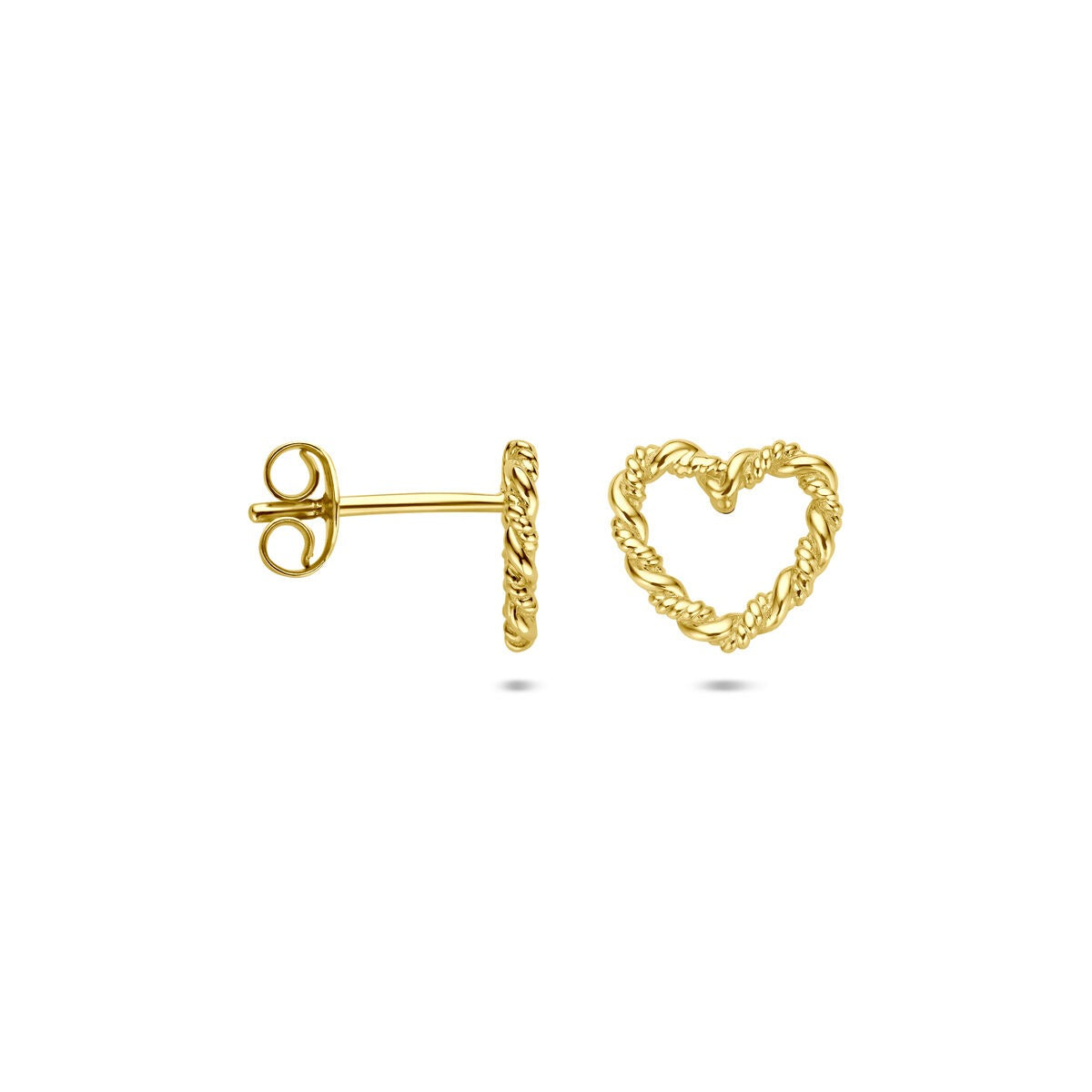 pendientes de botón en oro amarillo con forma de corazón – símbolo de amor