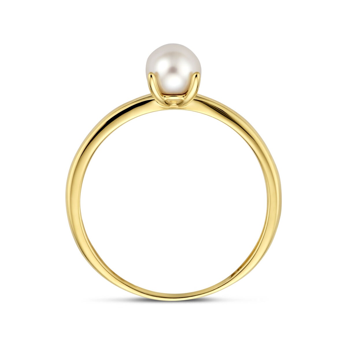 Anillo de mujer en oro amarillo de 14k con perla blanca – 5 mm