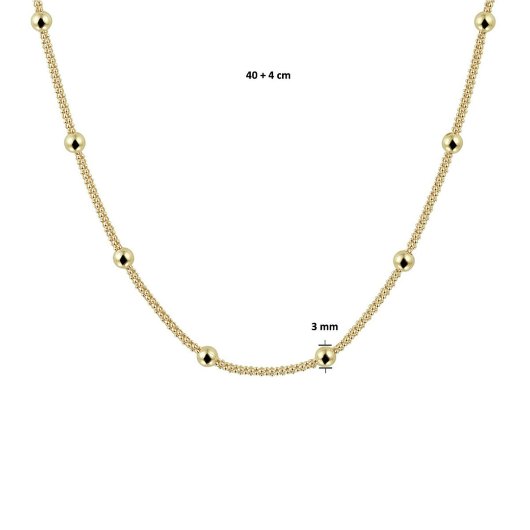 Verguld Zilveren Collier met Bolletjes – 3 mm