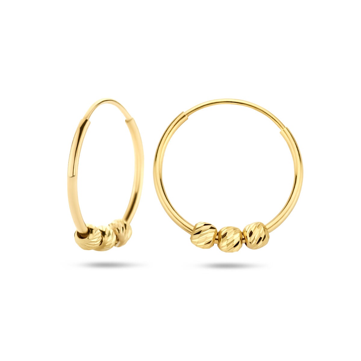 Aros de oro con bolitas – 14k, 11 mm