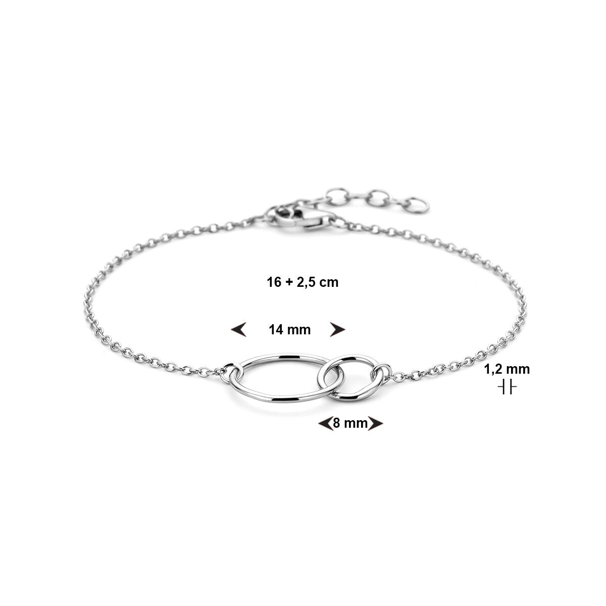 Pulsera de plata con círculos abiertos – plata 925 rodiada