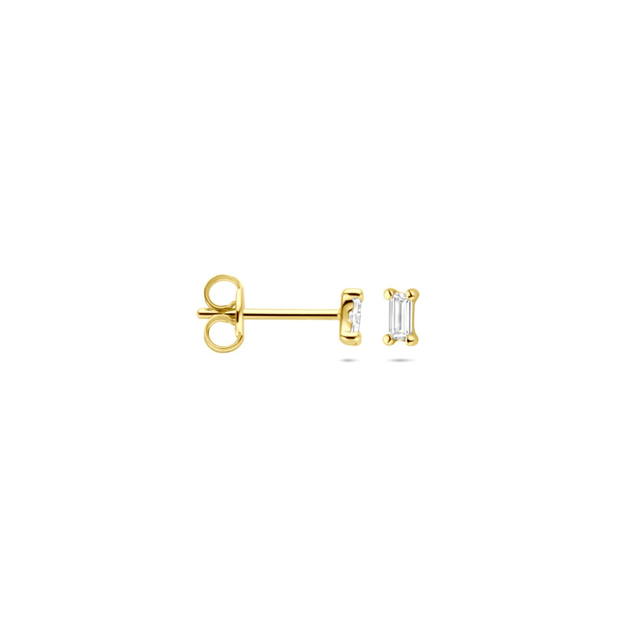 Pendientes de botón de oro amarillo con circonitas