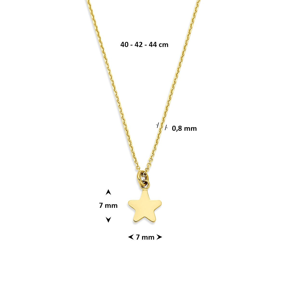Collar de oro amarillo de 14k con estrella