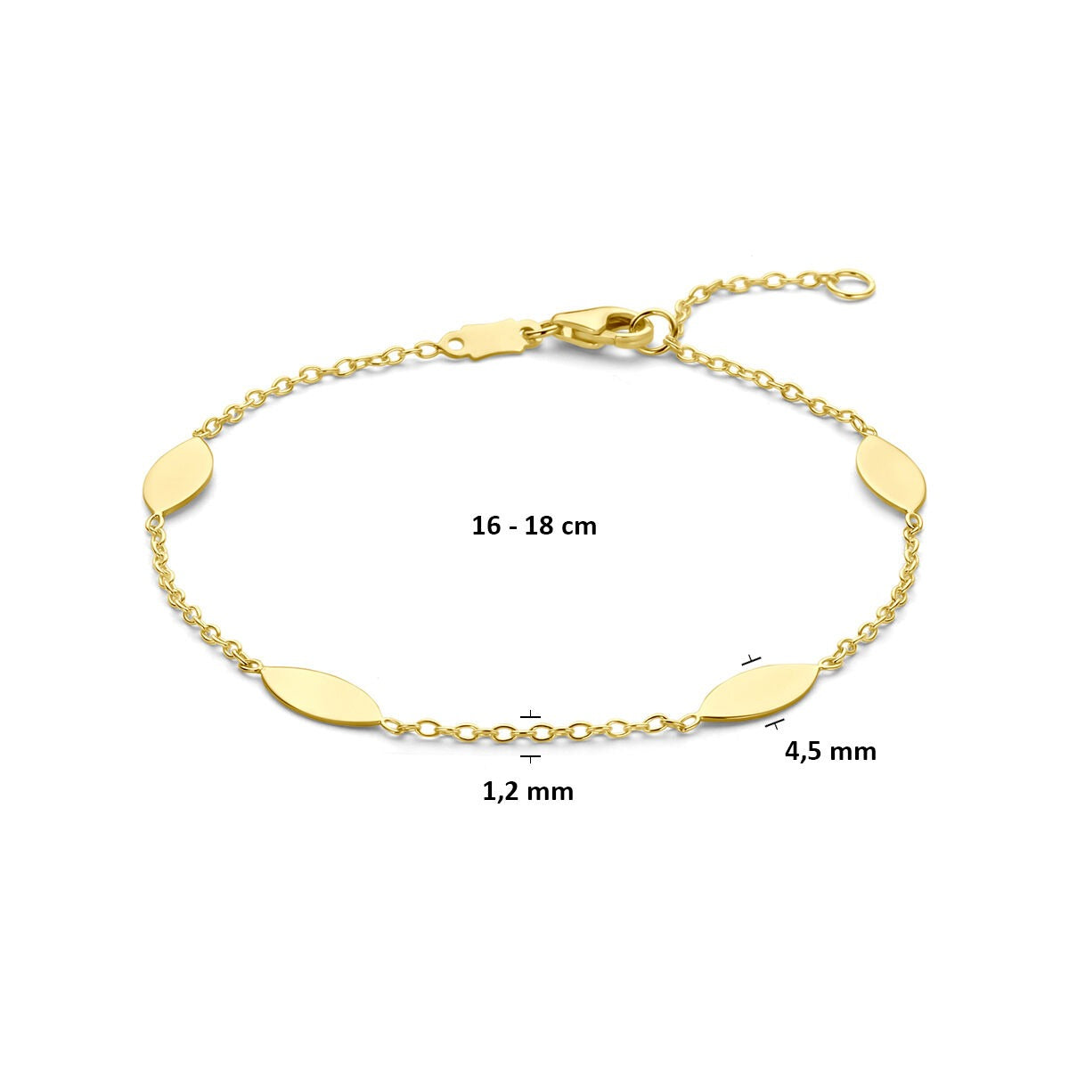 pulsera 16 - 18 cm 14K oro amarillo