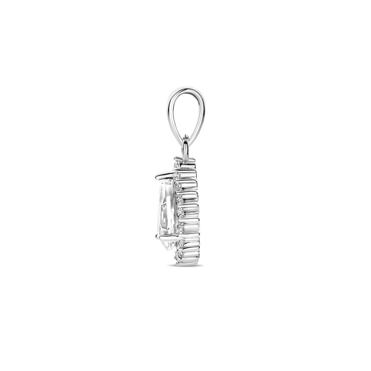 Colgante de plata – zirconia en forma de pera en entorno