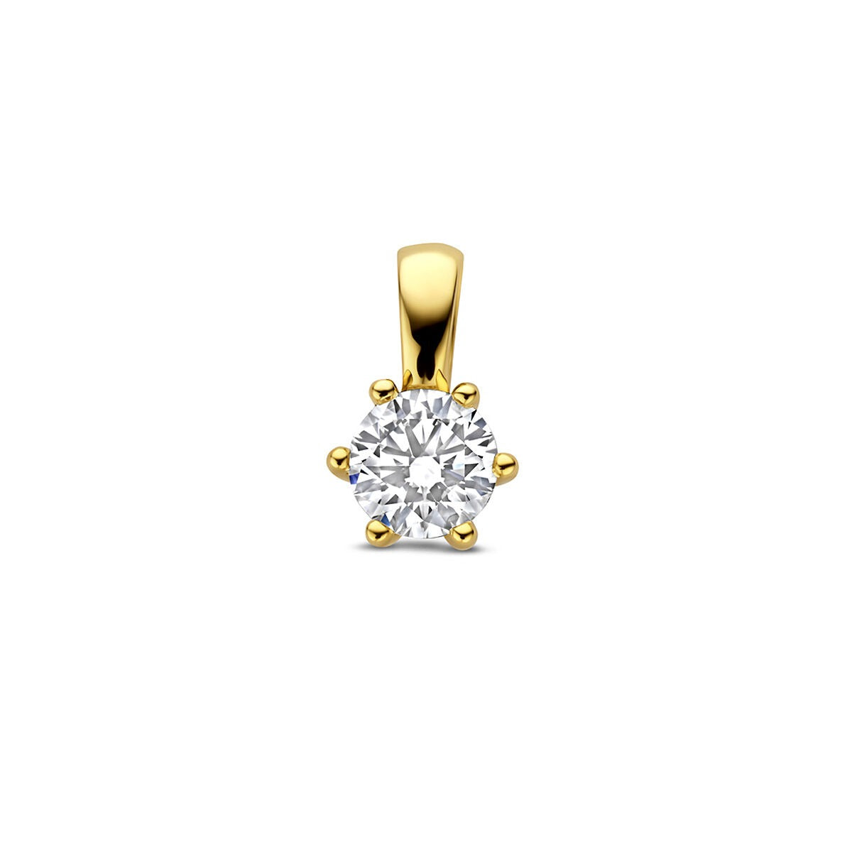 Colgante de oro amarillo de 14k con diamante cultivado en laboratorio, forma redonda.