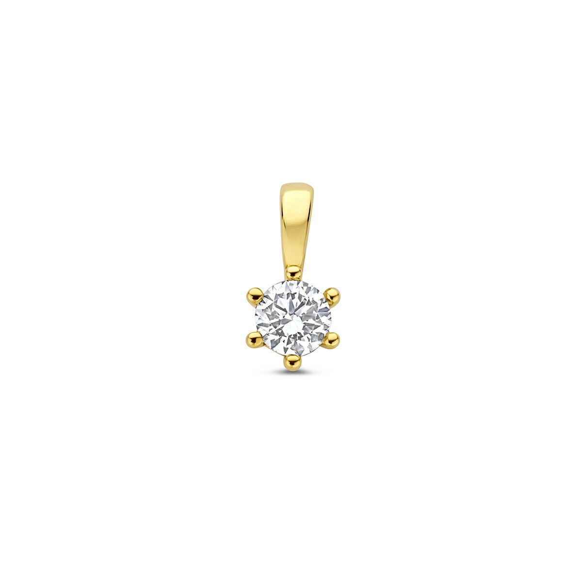 Colgante de oro amarillo de 14k con diamante cultivado en laboratorio, forma redonda.