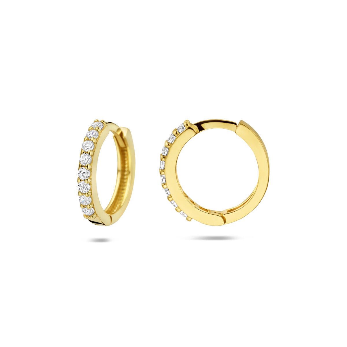 aros de oro amarillo con circonitas talladas en brillante