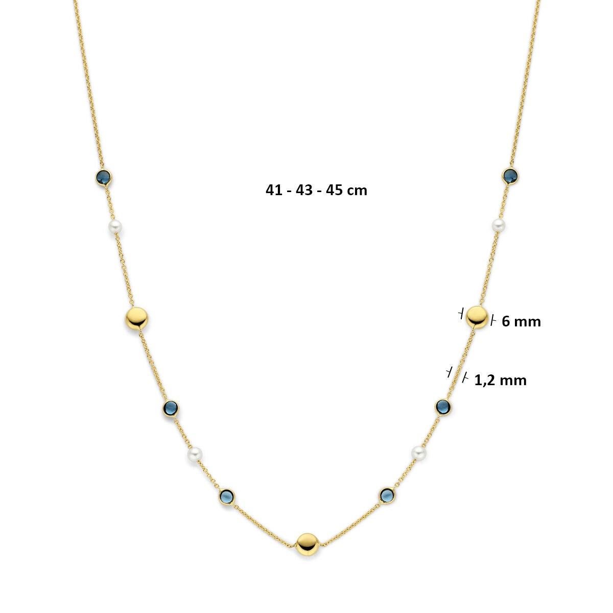 collar chapado en oro amarillo con perlas y topacio London Blue
