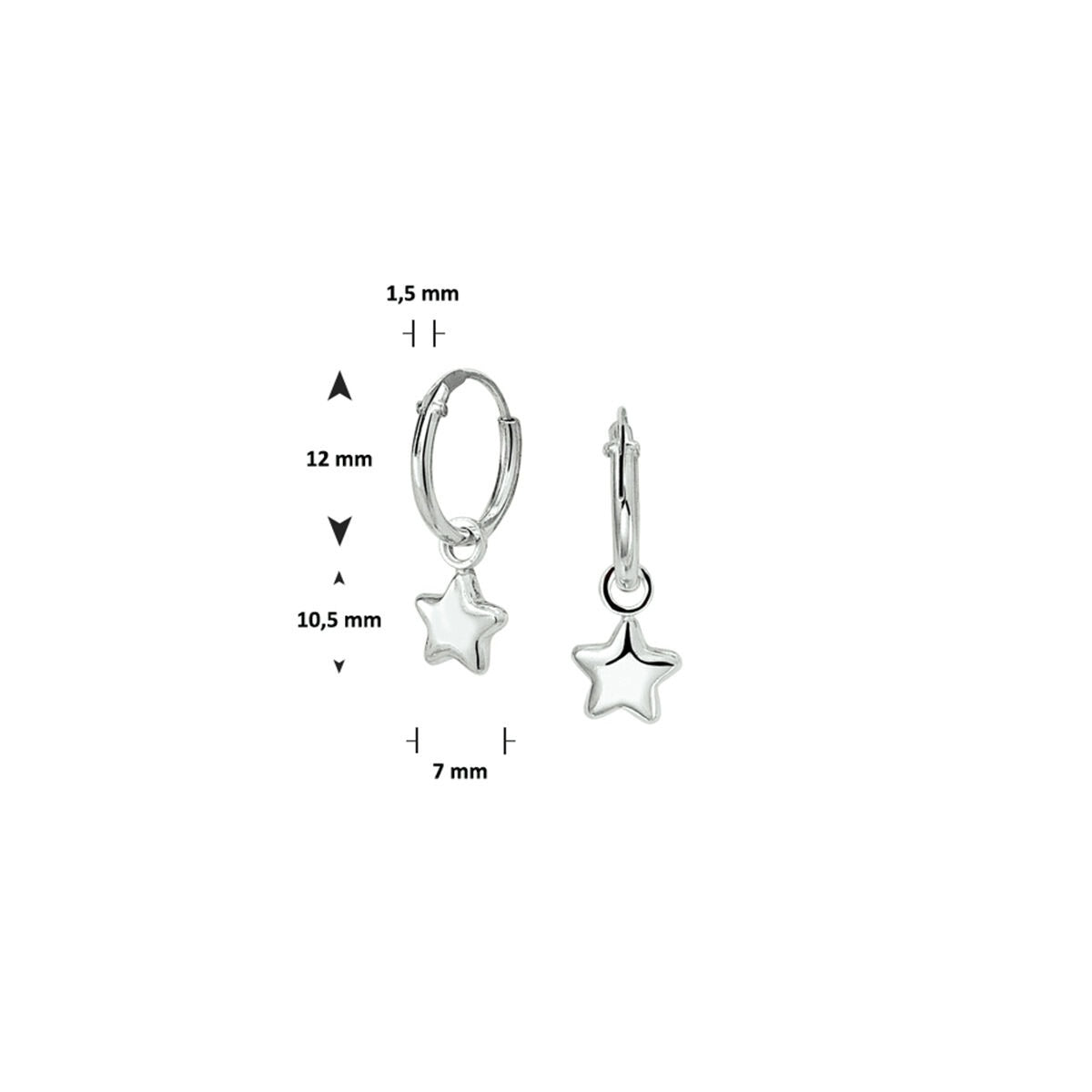 Aros de estrella de plata rodiada
