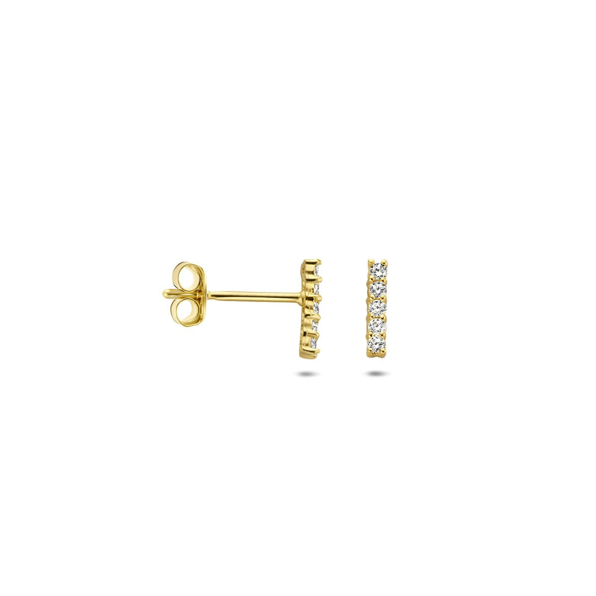 Pendientes de botón de oro con circonitas – 14k